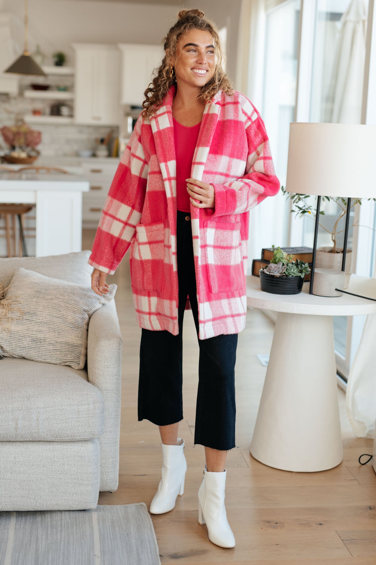Passion in Plaid Coat in Pink - 10/11/2024
