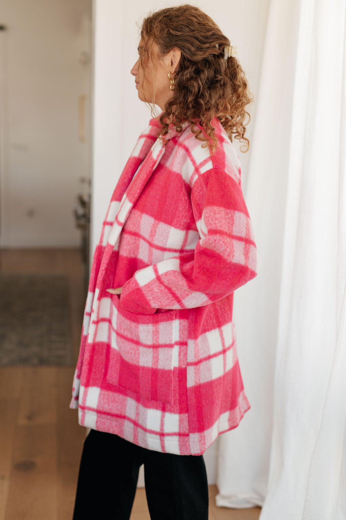 Passion in Plaid Coat in Pink - 10/11/2024
