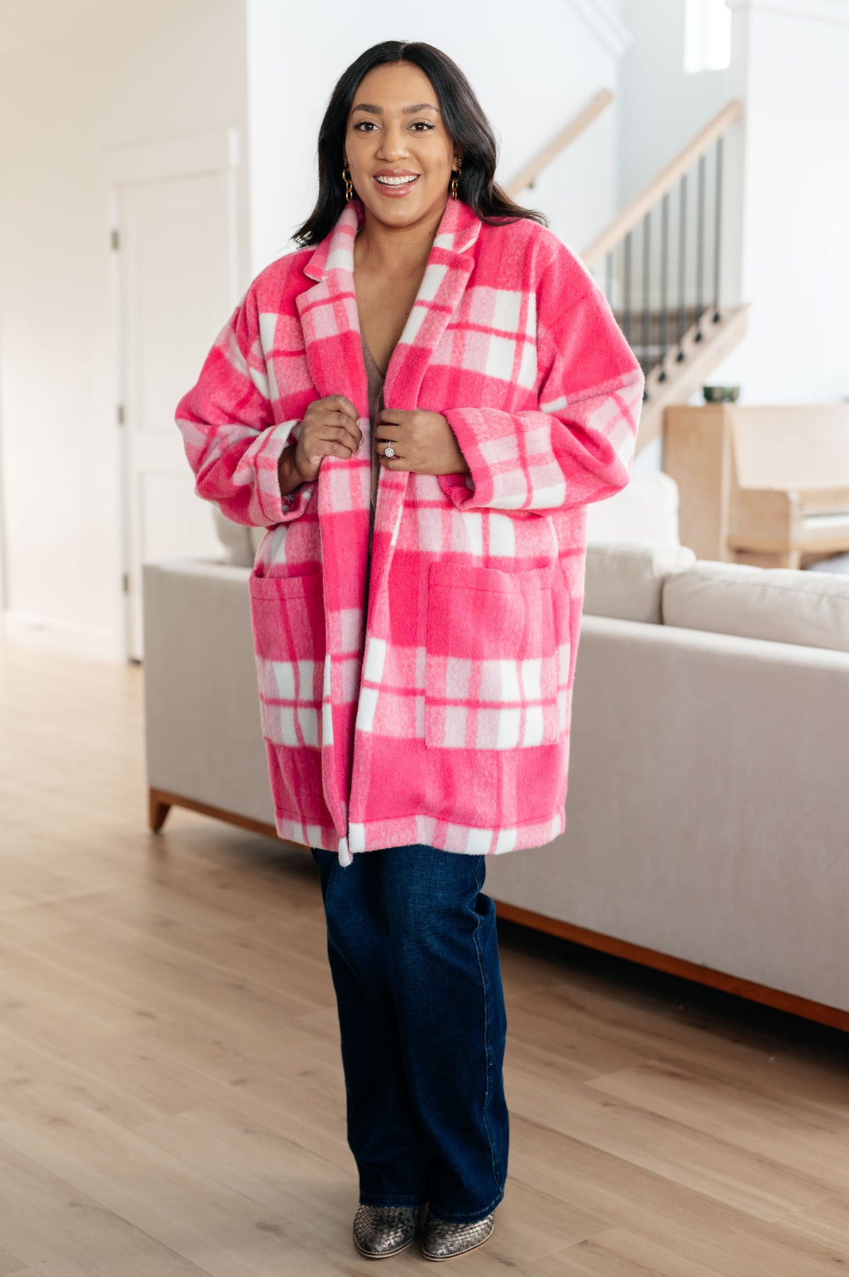 Passion in Plaid Coat in Pink - 10/11/2024