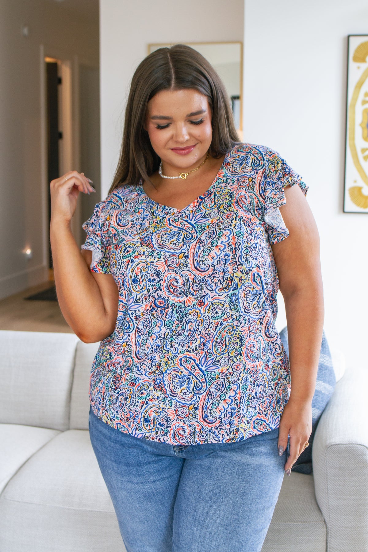 Patient in Paisley Flutter Sleeve Top - 8/17/2023