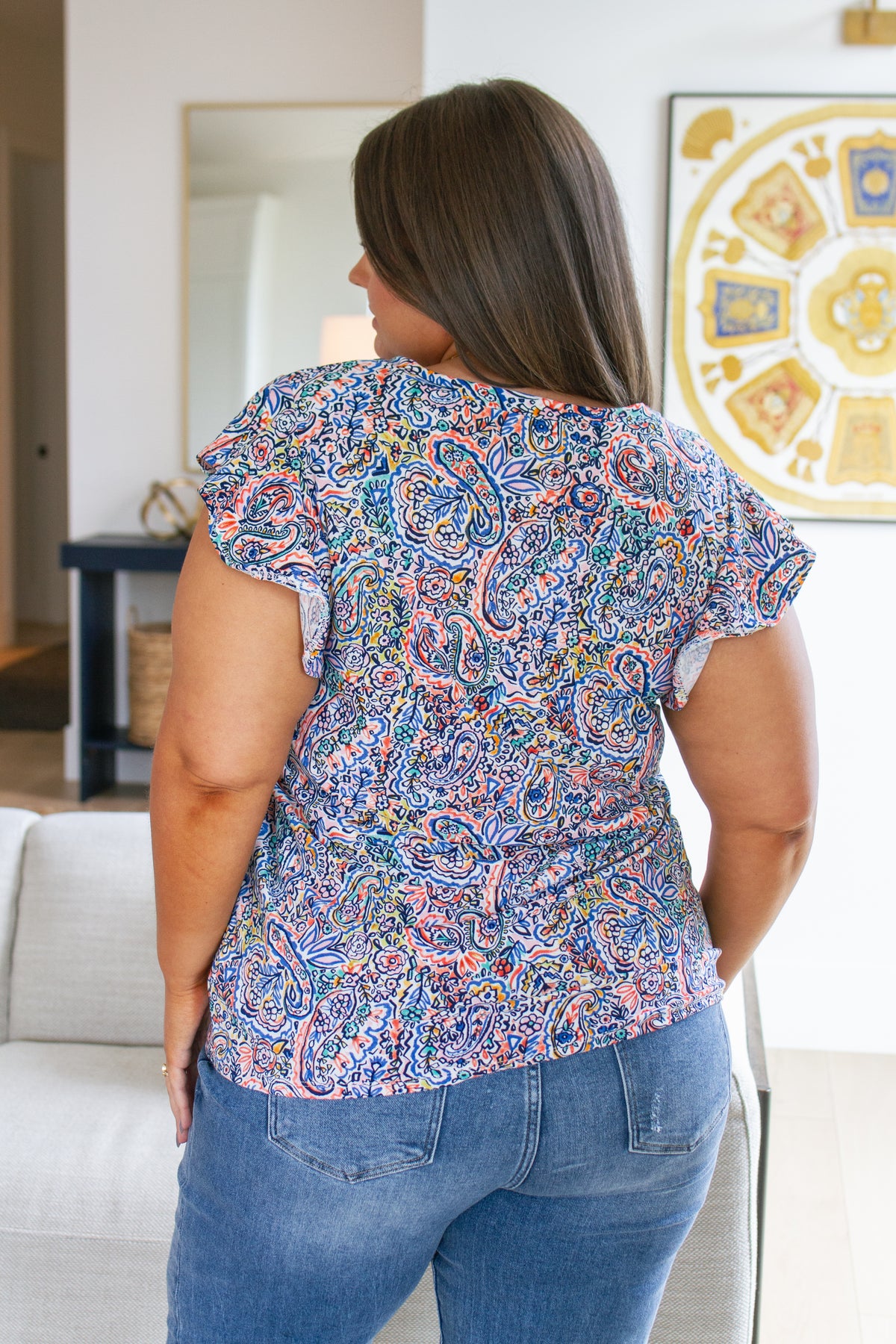 Patient in Paisley Flutter Sleeve Top - 8/17/2023