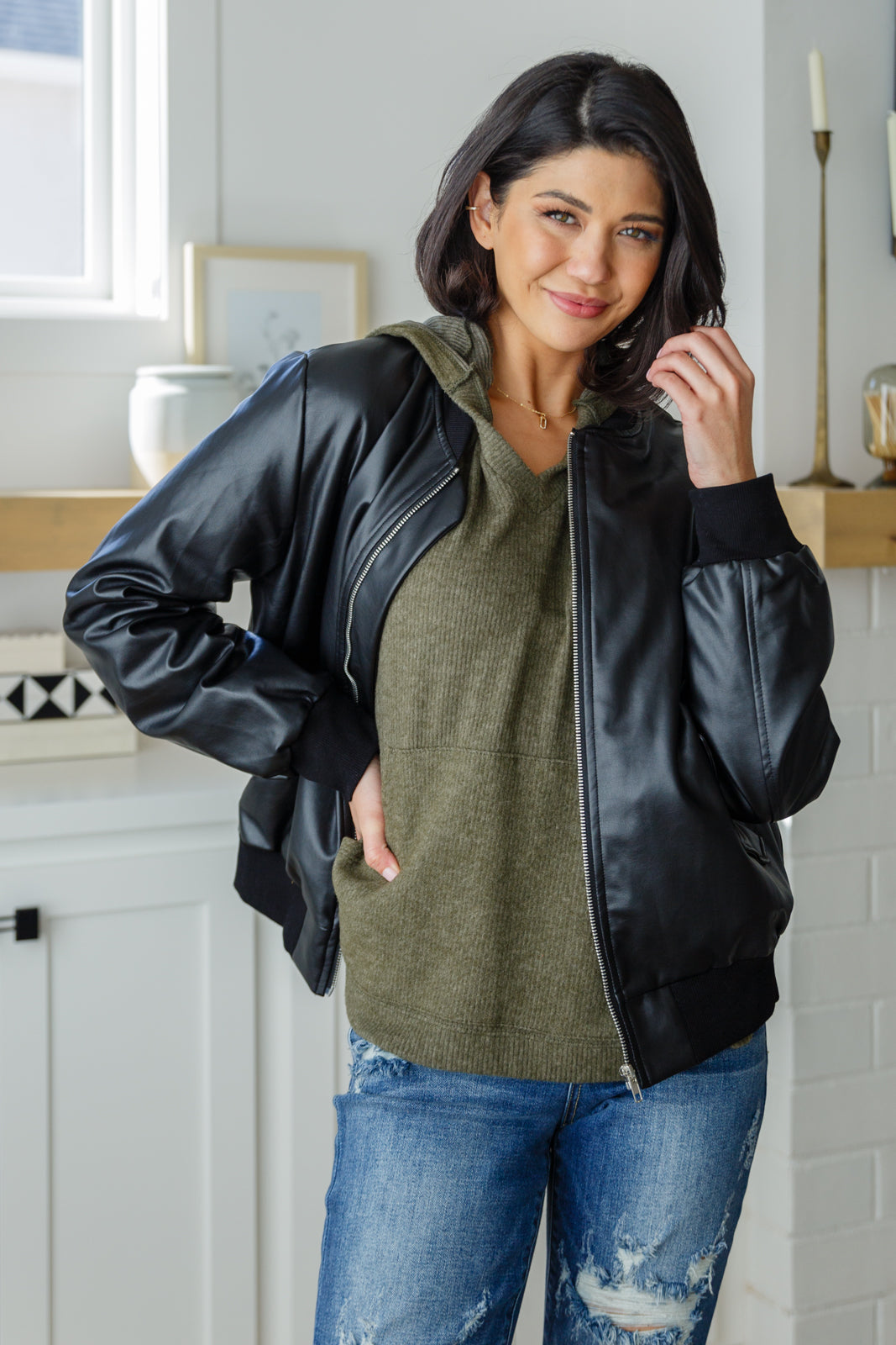Perfectly Poised Hooded Poncho in Olive - 10/9/2025