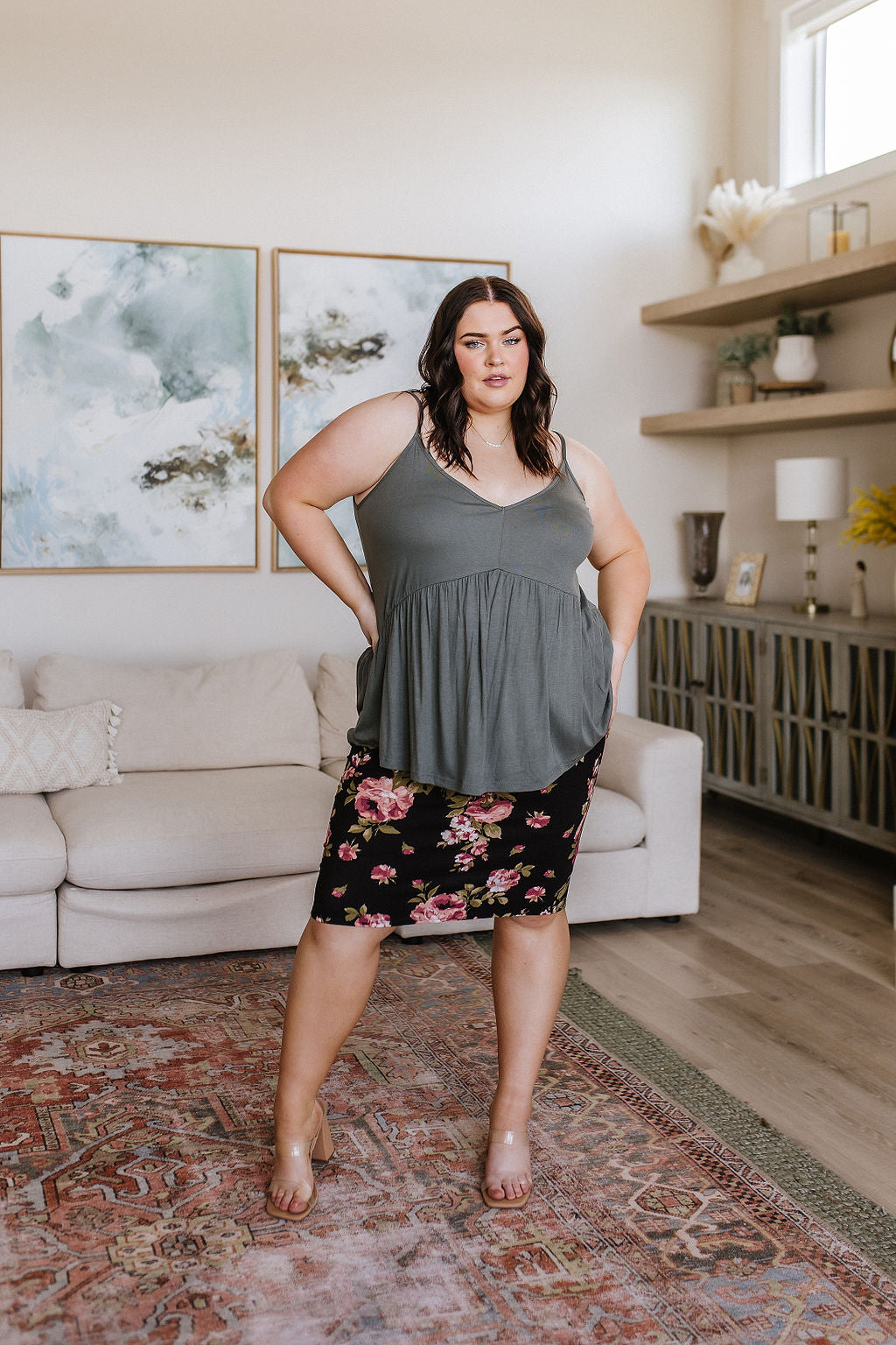 Never Not Loving V-Neck Cami in Gray Green - 6/16/2023