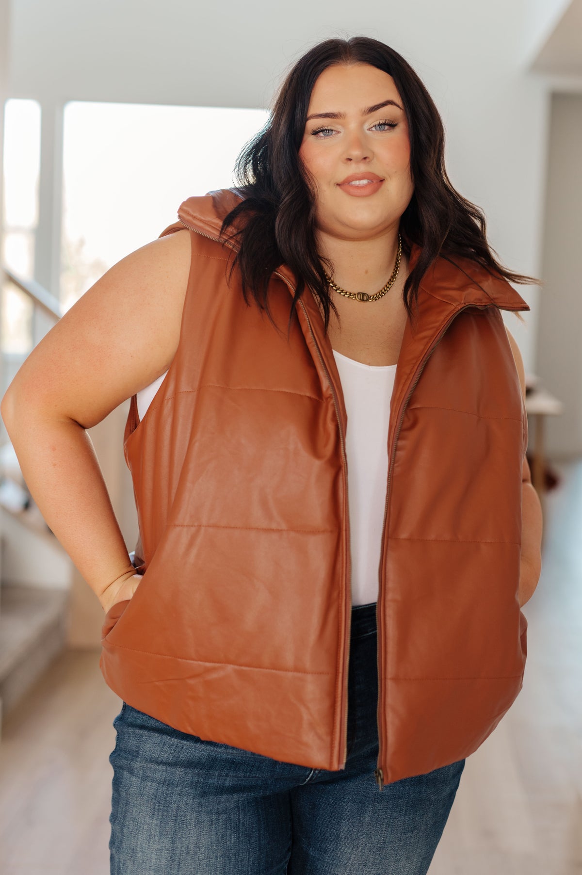 Persistence Pays Off Faux Leather Puffer Vest - 11/28/2023
