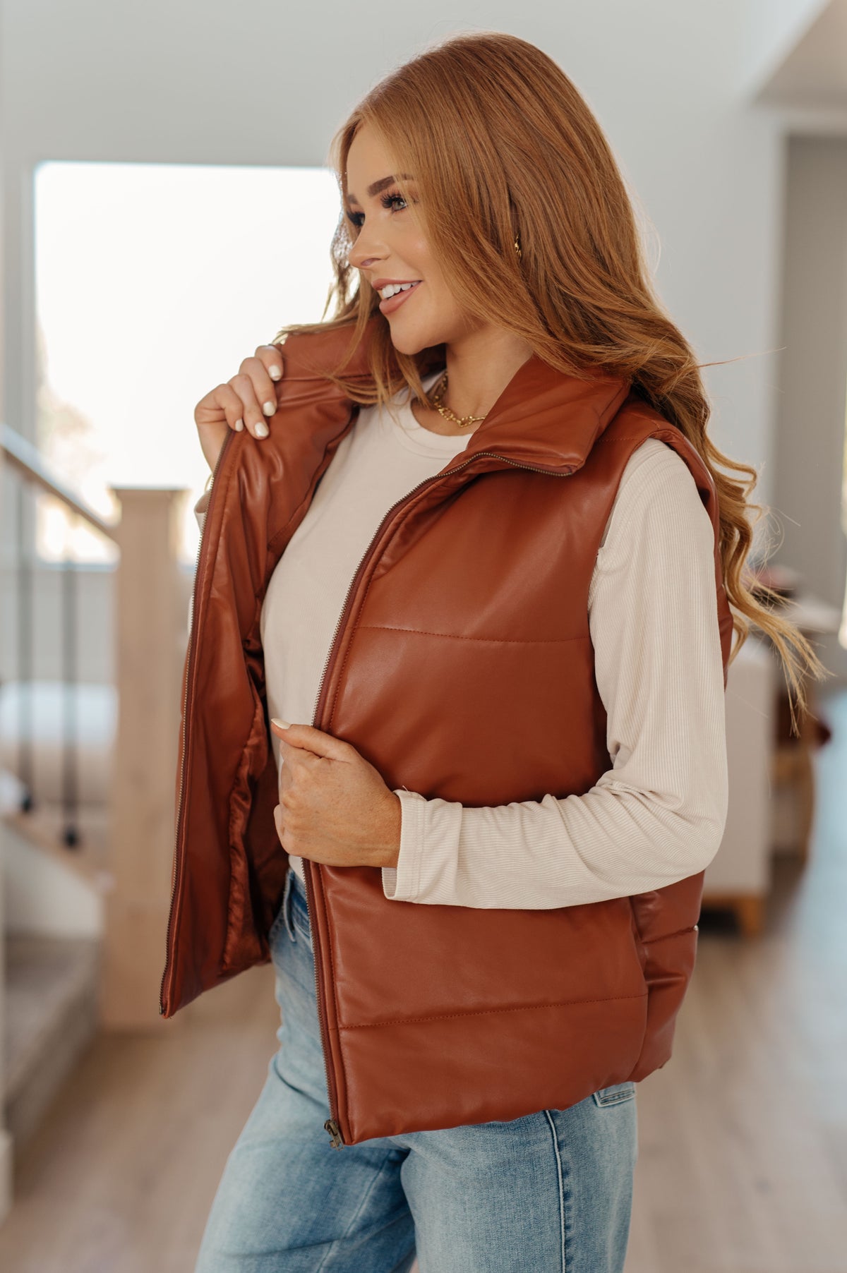Persistence Pays Off Faux Leather Puffer Vest - 11/28/2023
