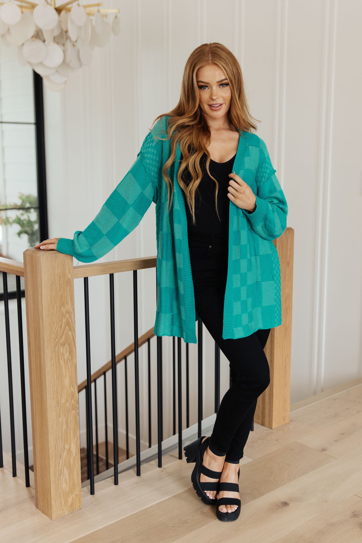 Pinky Swear Checkered Open Front Cardigan - 9/14/2023