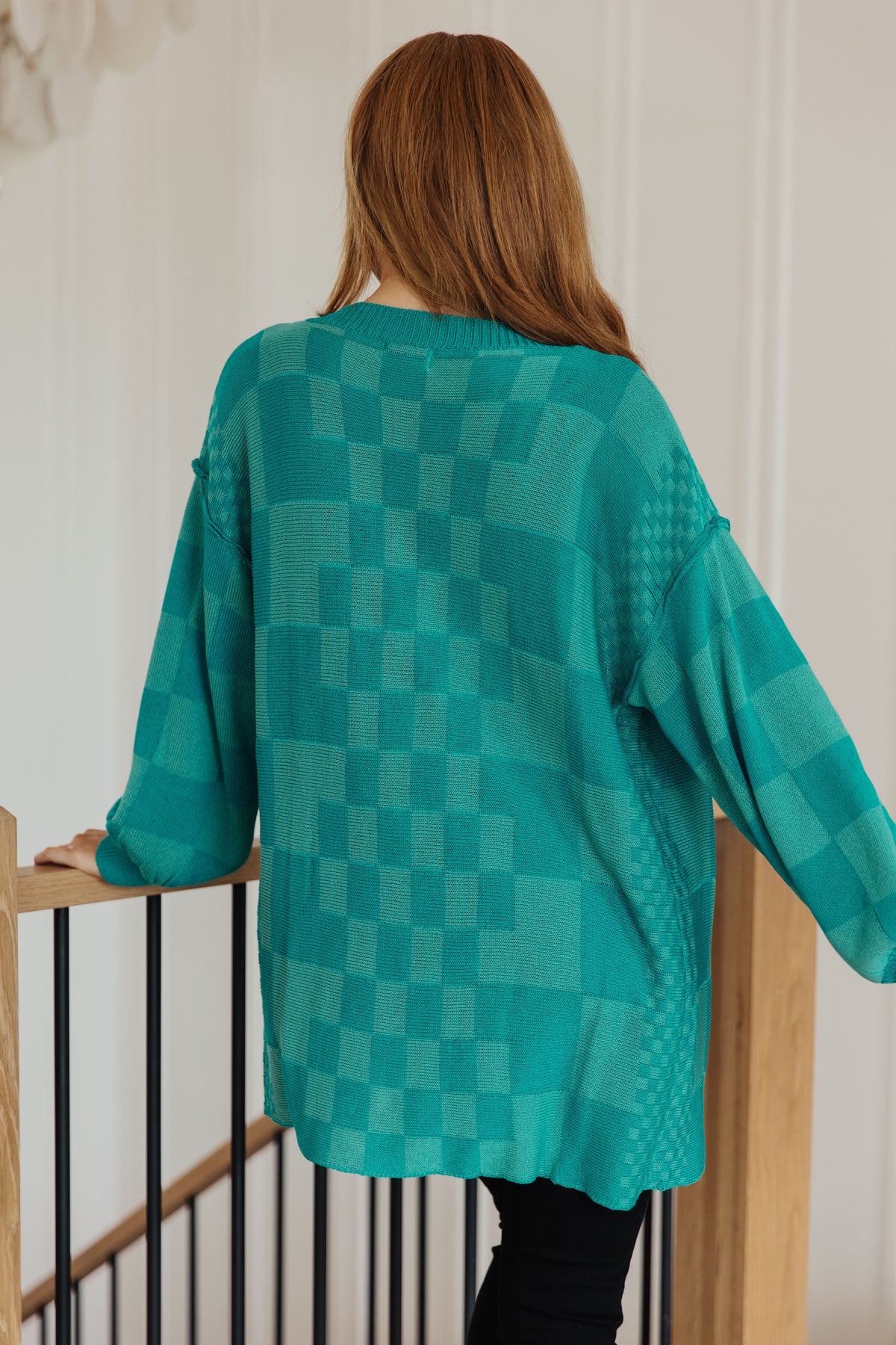 Pinky Swear Checkered Open Front Cardigan - 9/14/2023