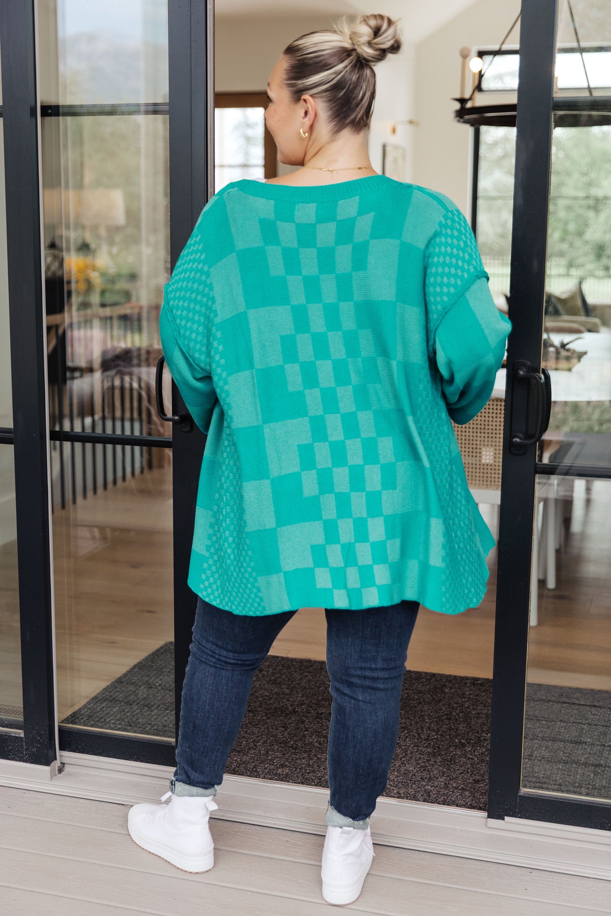 Pinky Swear Checkered Open Front Cardigan - 9/14/2023