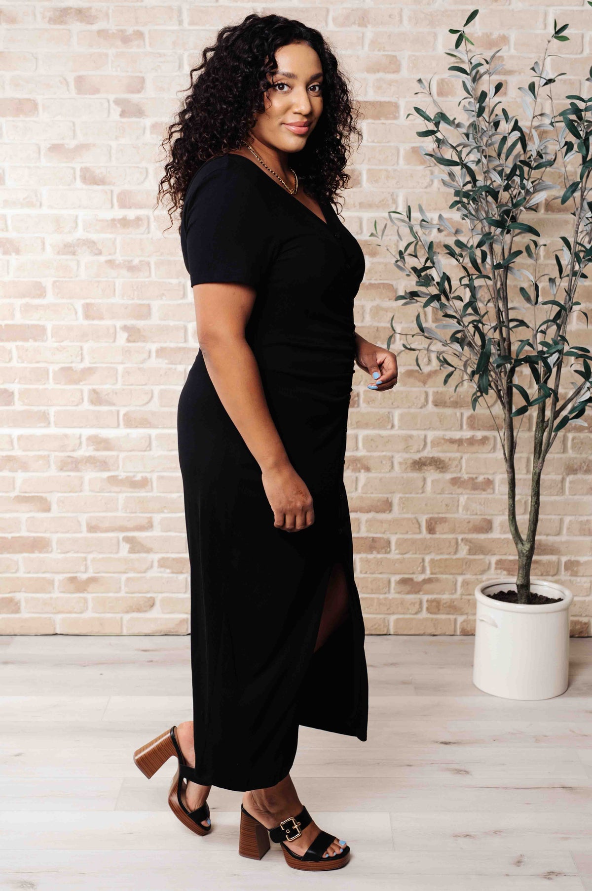 Places Unknown Ruched Detail Midi Dress - 6/28/2024