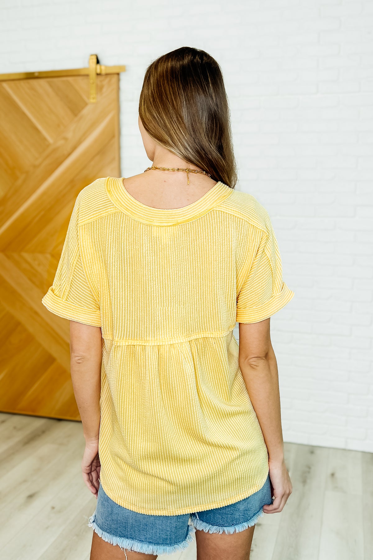 Plain and Sassy V-Neck Tee in Lemonade - 4/1/2025