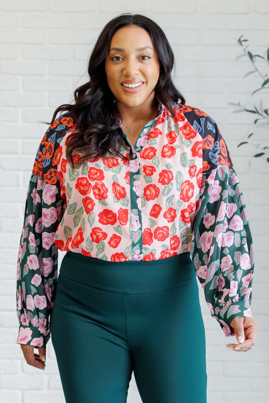 Presupposed Ideas Mixed Print Button Up Blouse - 9/2/2025 NEW