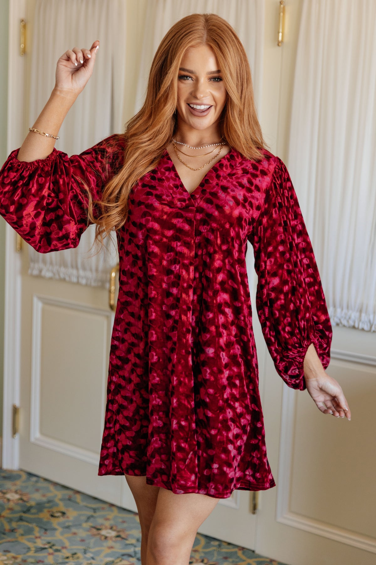 Regal Radiance V-Neck Velvet Dress - 11/20/2023