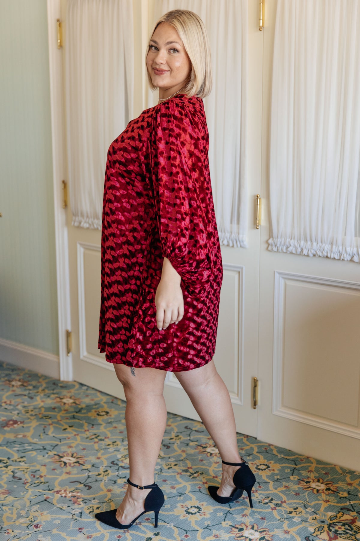 Regal Radiance V-Neck Velvet Dress - 11/20/2023