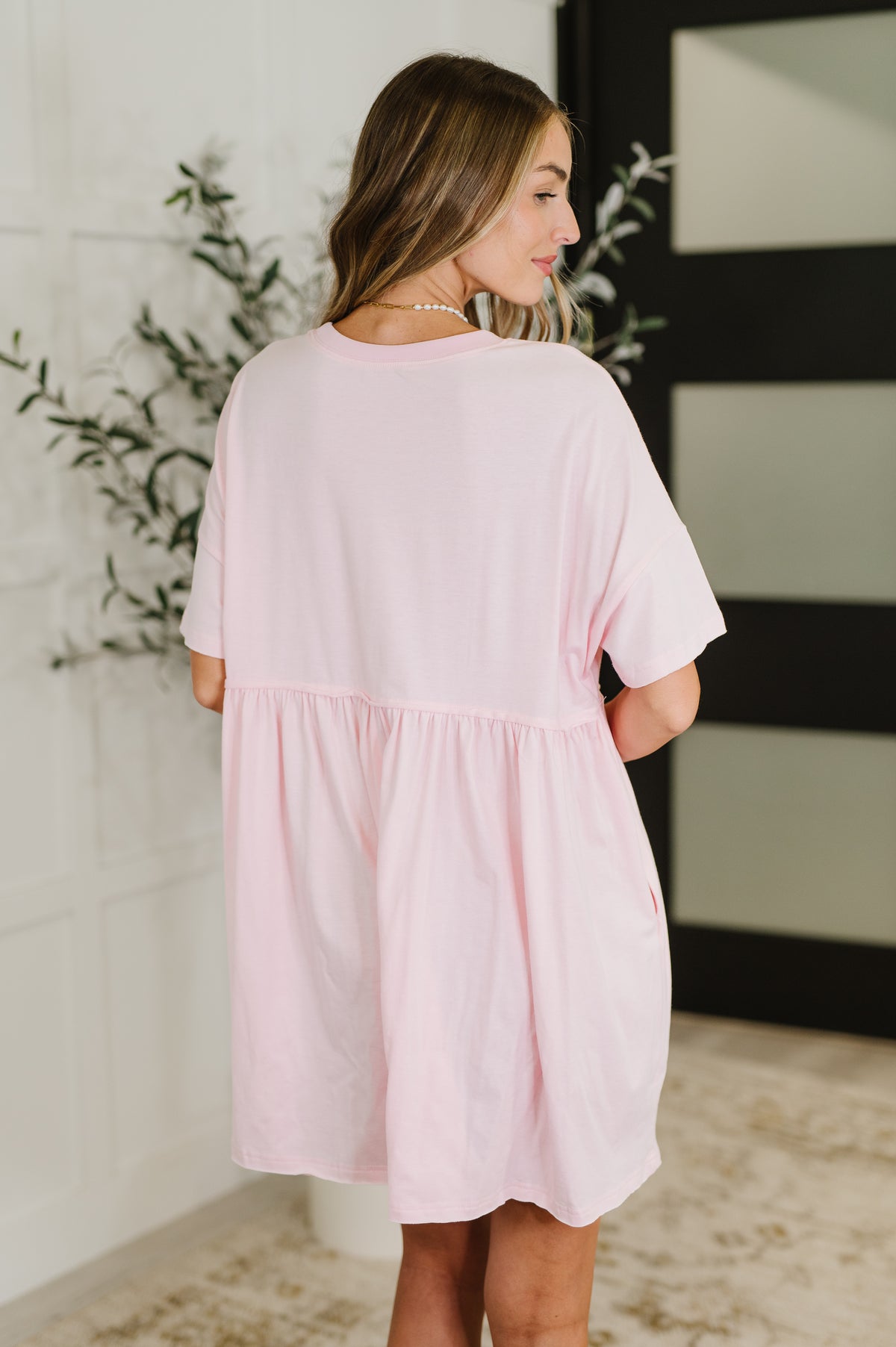 PREORDER: Relaxed Drop Shoulder Dress in Light Pink - Ships in 2-3 weeks