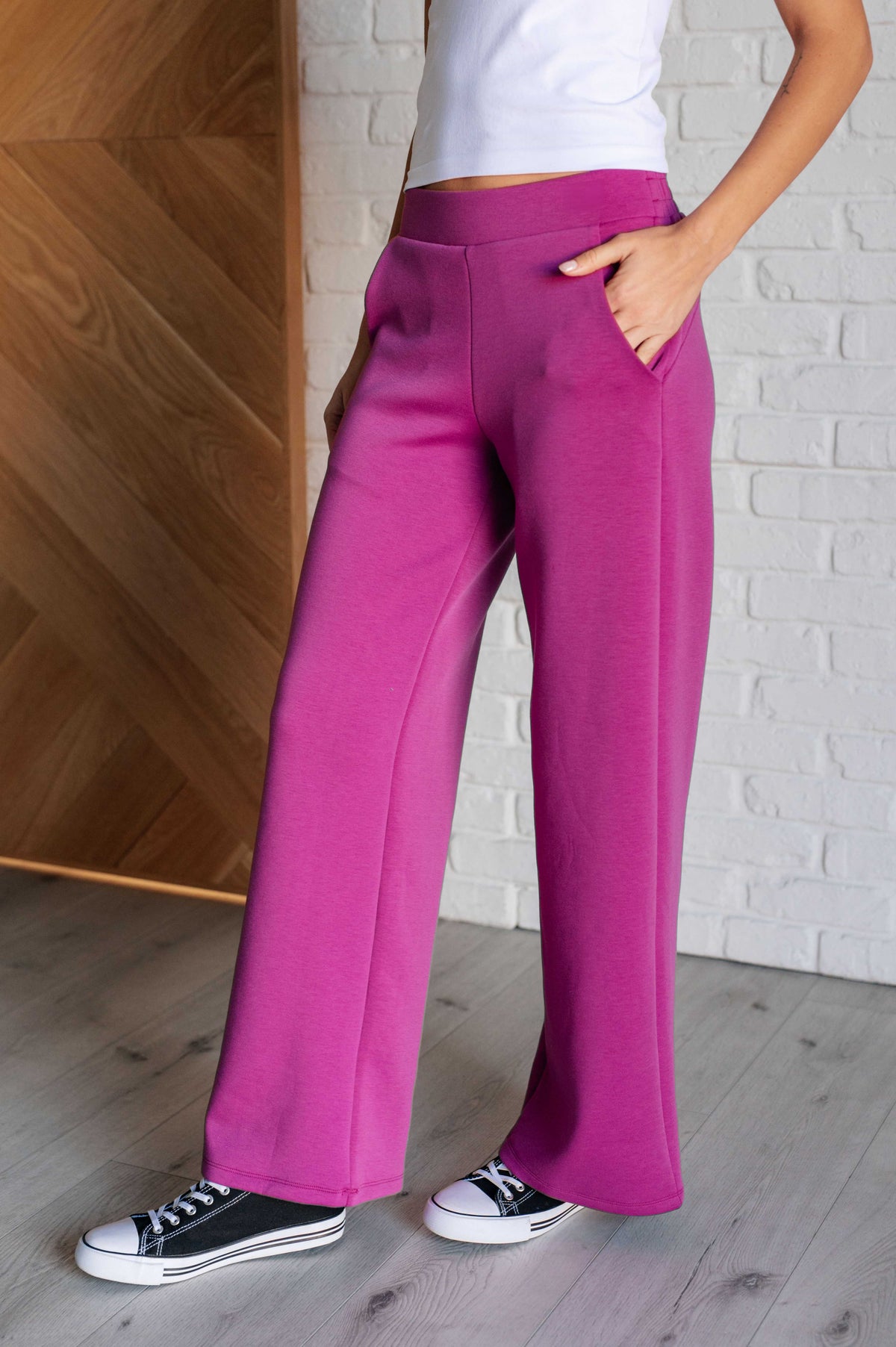 Resort Travel Wide Leg Crop Pant in Magenta - 8/14/2025