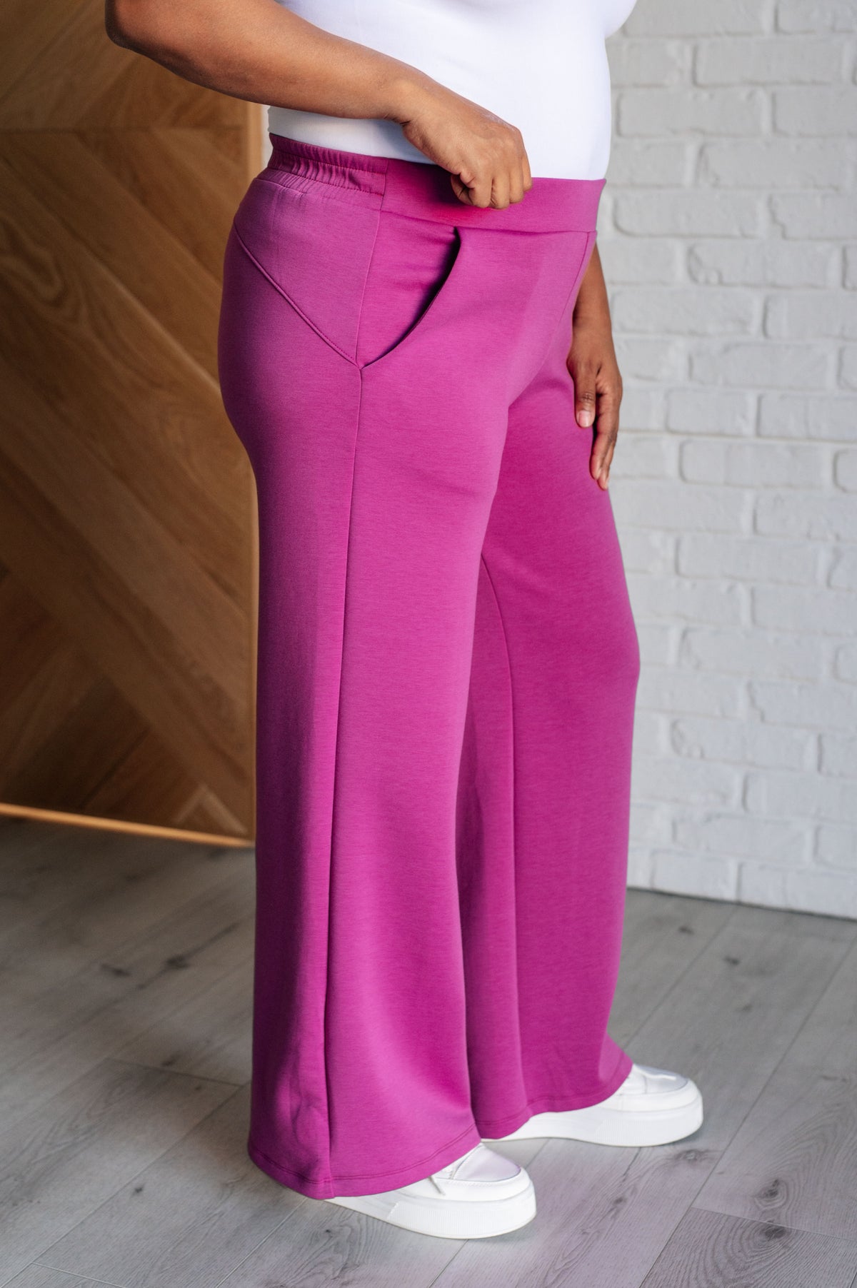 Resort Travel Wide Leg Crop Pant in Magenta - 8/14/2025