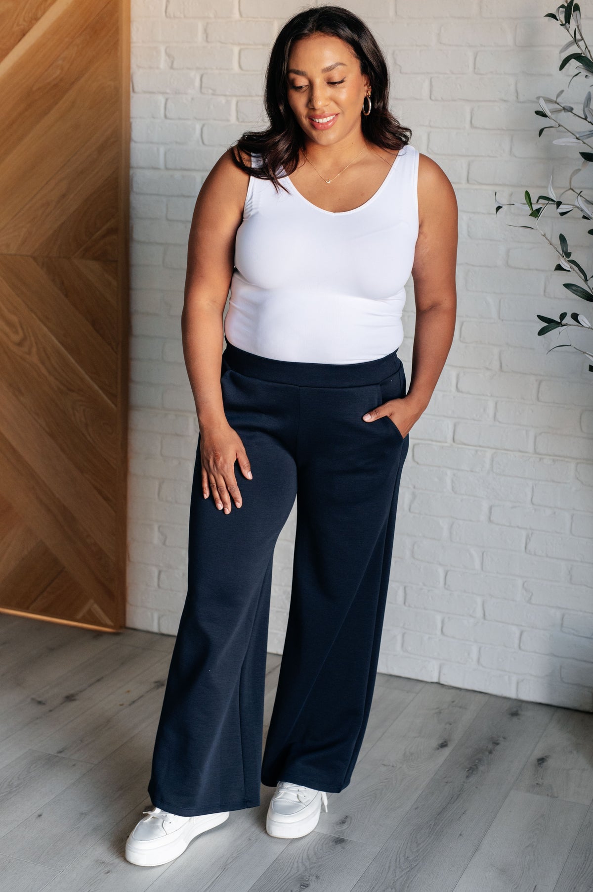 Resort Travel Wide Leg Crop Pant in  Navy - 8/14/2025