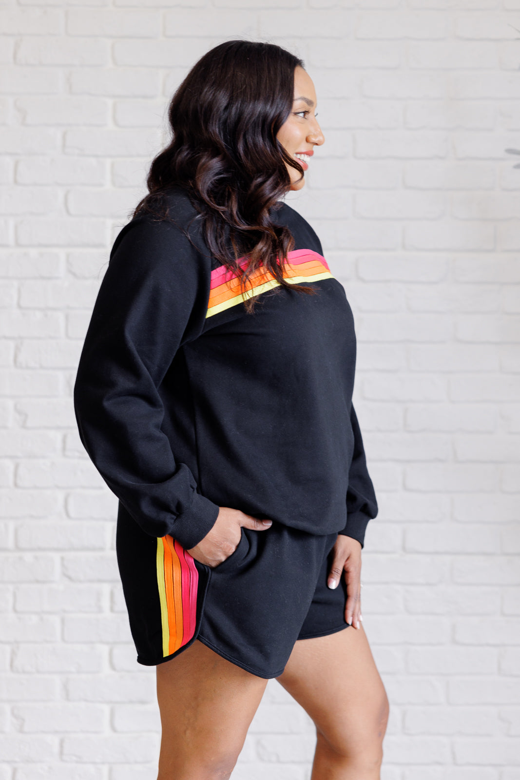 Retro Rainbow Shorts Set in Black - 1/9/2025