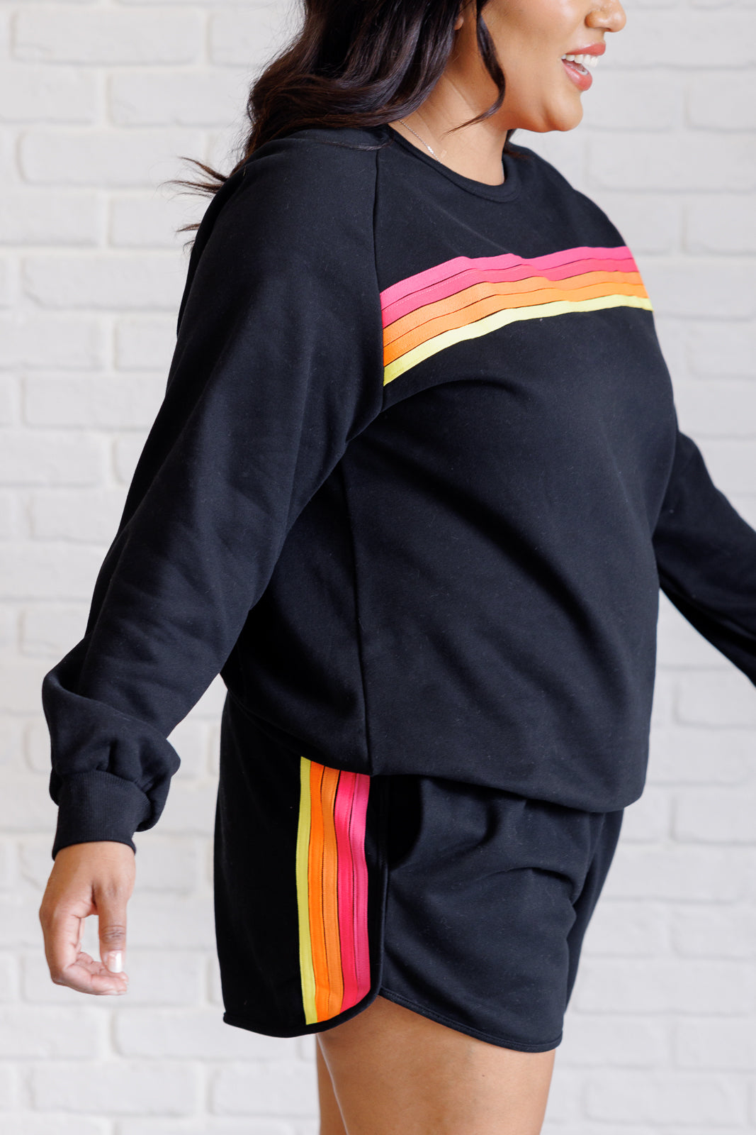 Retro Rainbow Shorts Set in Black - 1/9/2025