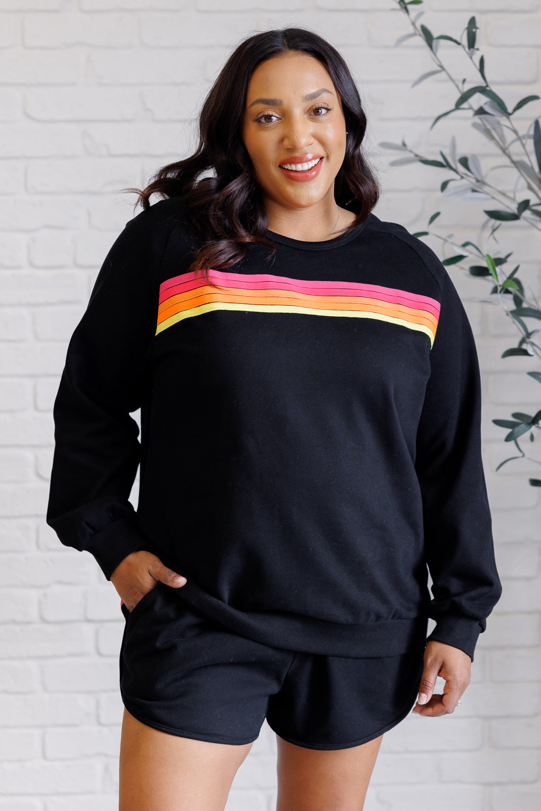 Retro Rainbow Shorts Set in Black - 1/9/2025