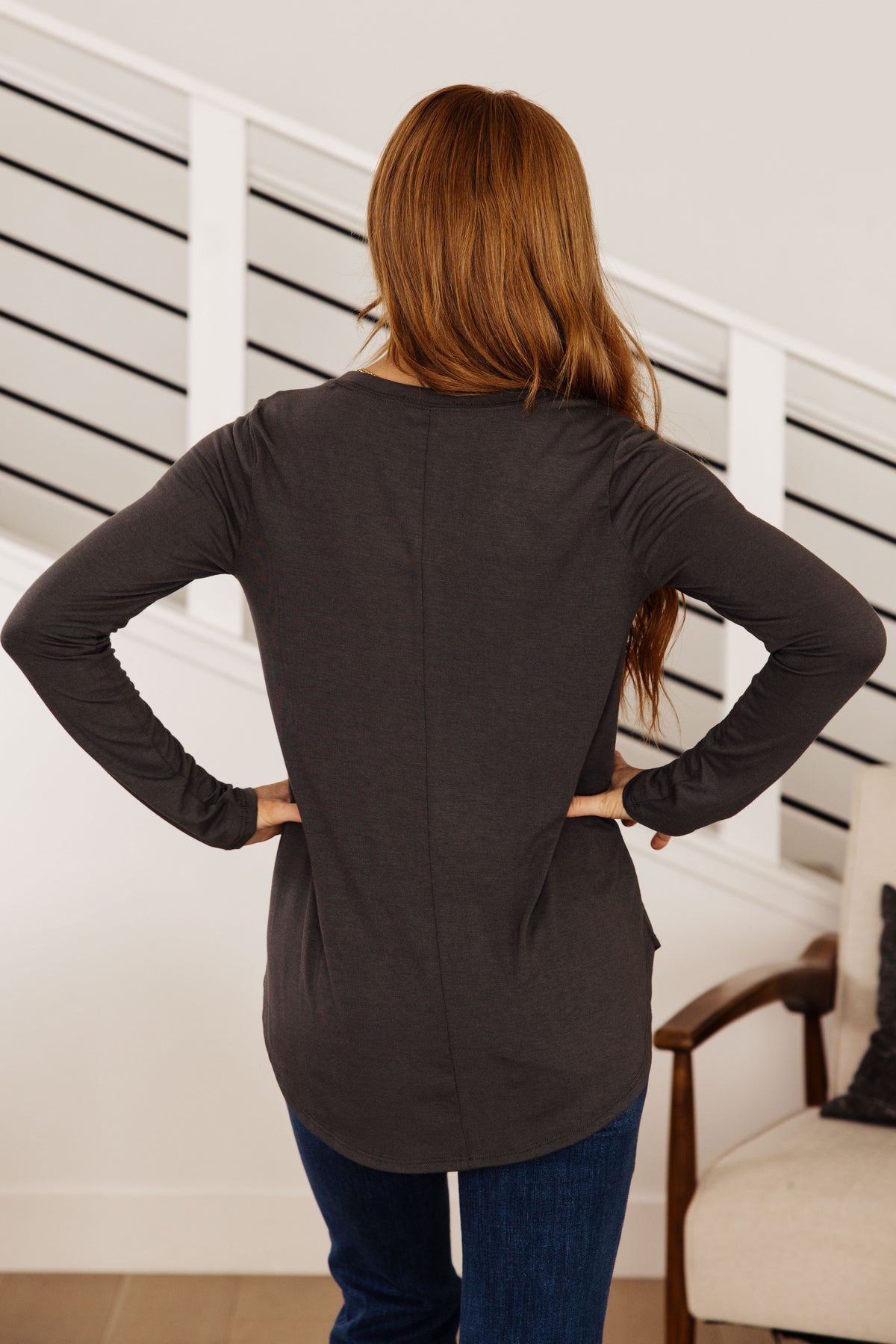Scoop Me Up Long Sleeve Top in Ash Grey - 10/10/2023