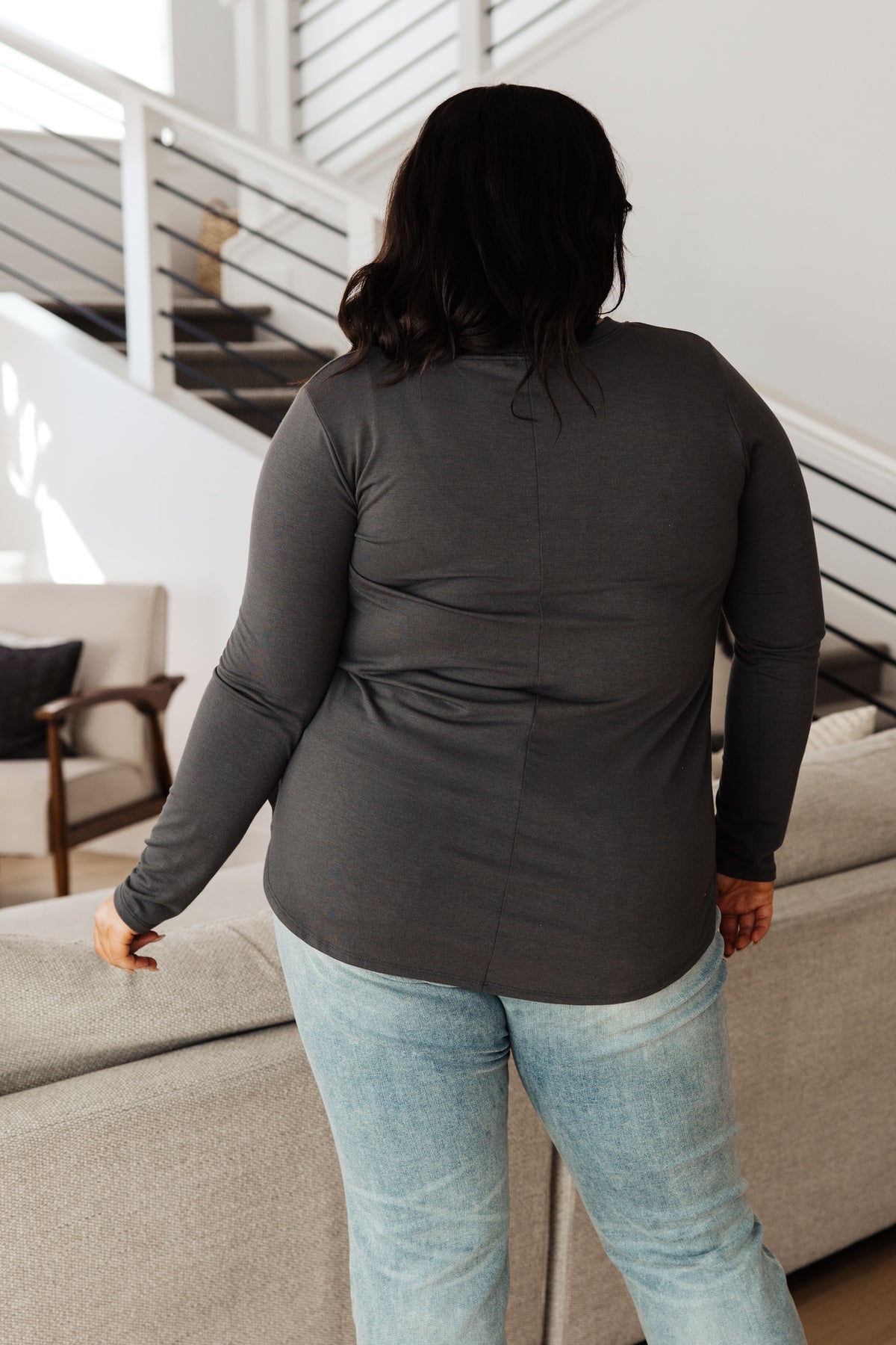 Scoop Me Up Long Sleeve Top in Ash Grey - 10/10/2023