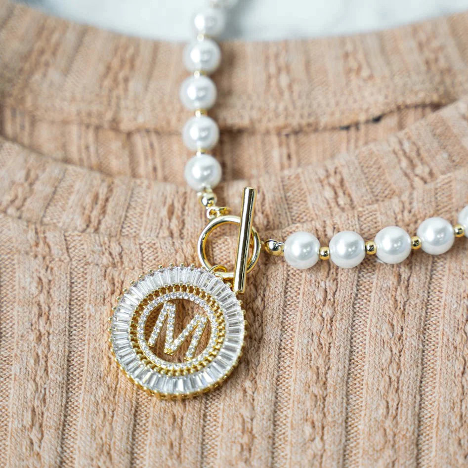 PREORDER: Pearl Chain Radiant Initial Necklace - Custom Order
