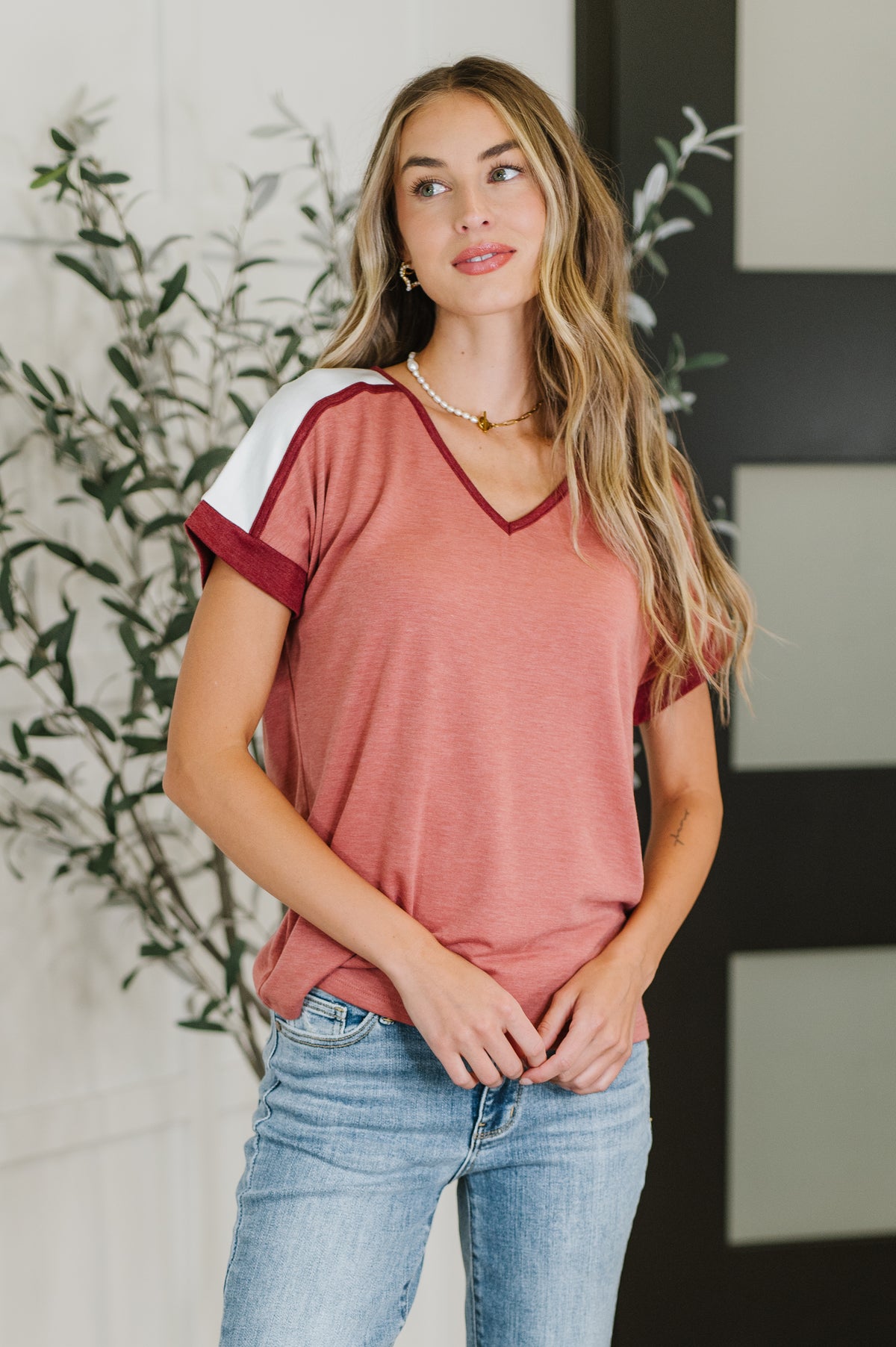 Sew Into You V-Neck Top in Light Rust - 6/24/2025 NEW