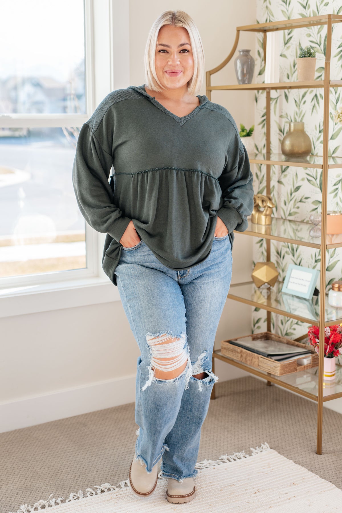 She's Not Wrong Hooded V-Neck Pullover - 2/24/2025