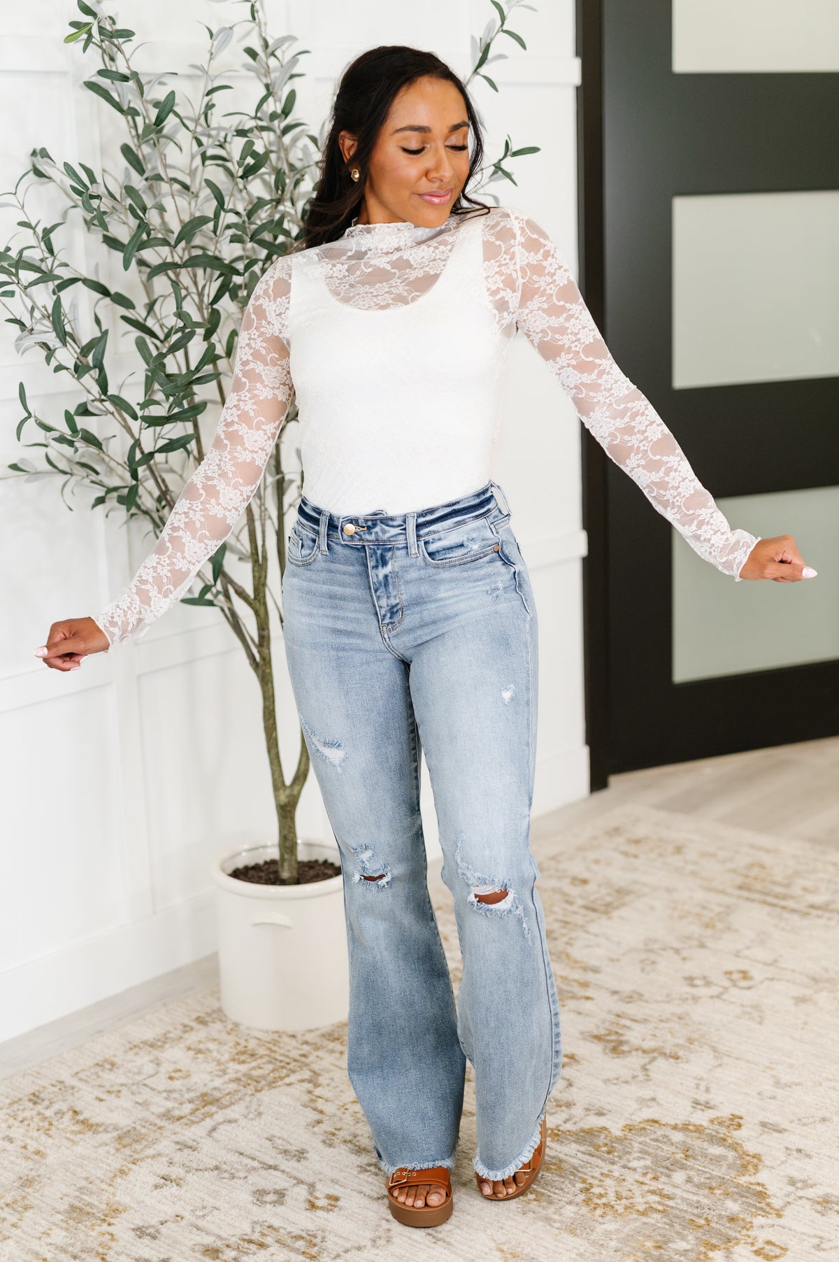 Sheer Intentions Lace Layering Top in Ivory - 6/13/2025 NEW