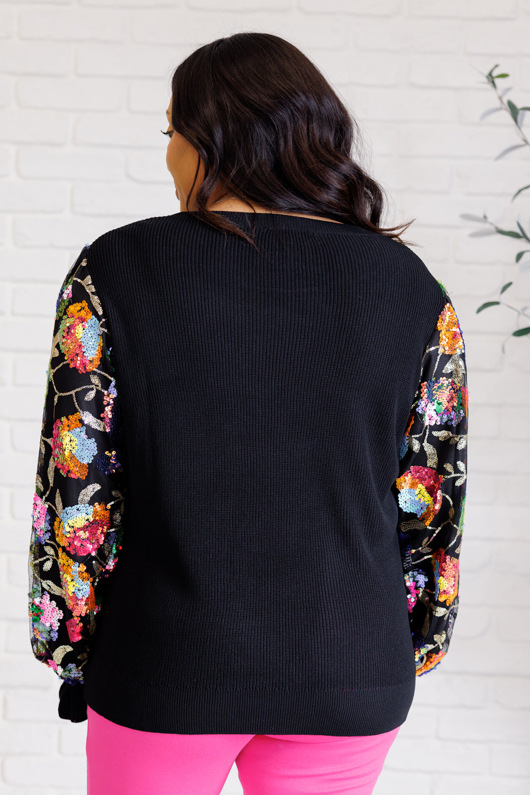 She is the Party Floral Sequins Mesh Sleeve Top - 9/11/2025