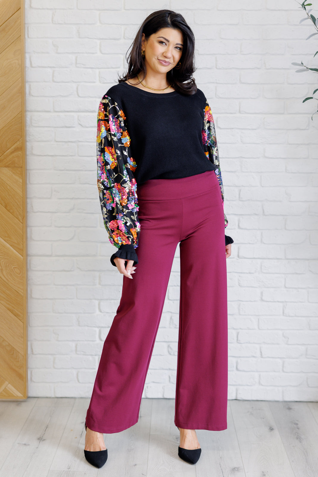 She is the Party Floral Sequins Mesh Sleeve Top - 9/11/2025