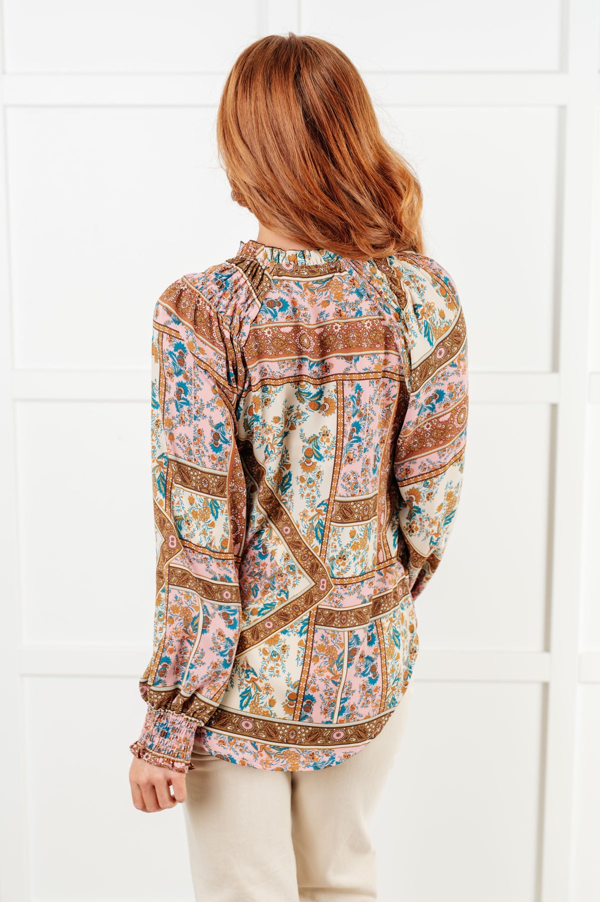 Show and Tell Mixed Print Peasant Blouse - 9/29/2025