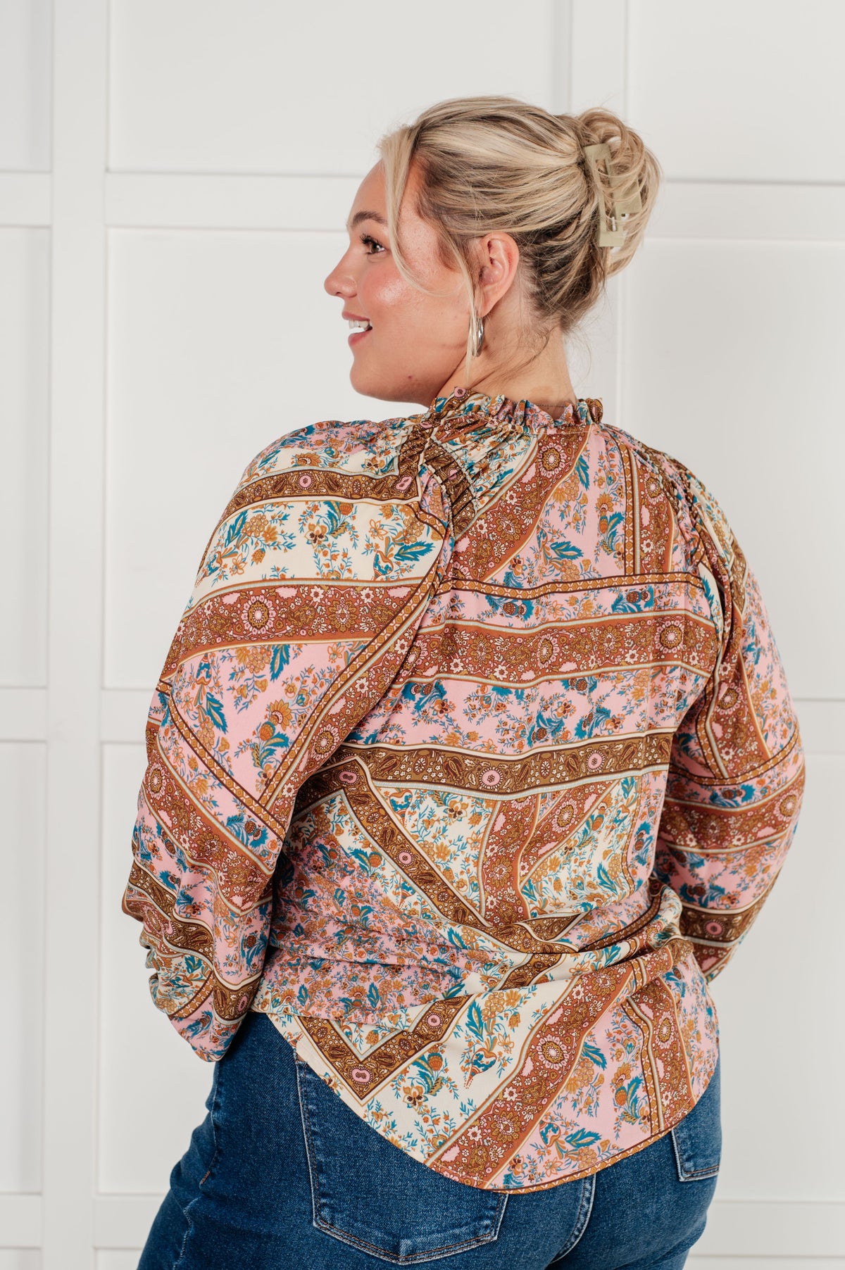 Show and Tell Mixed Print Peasant Blouse - 9/29/2025