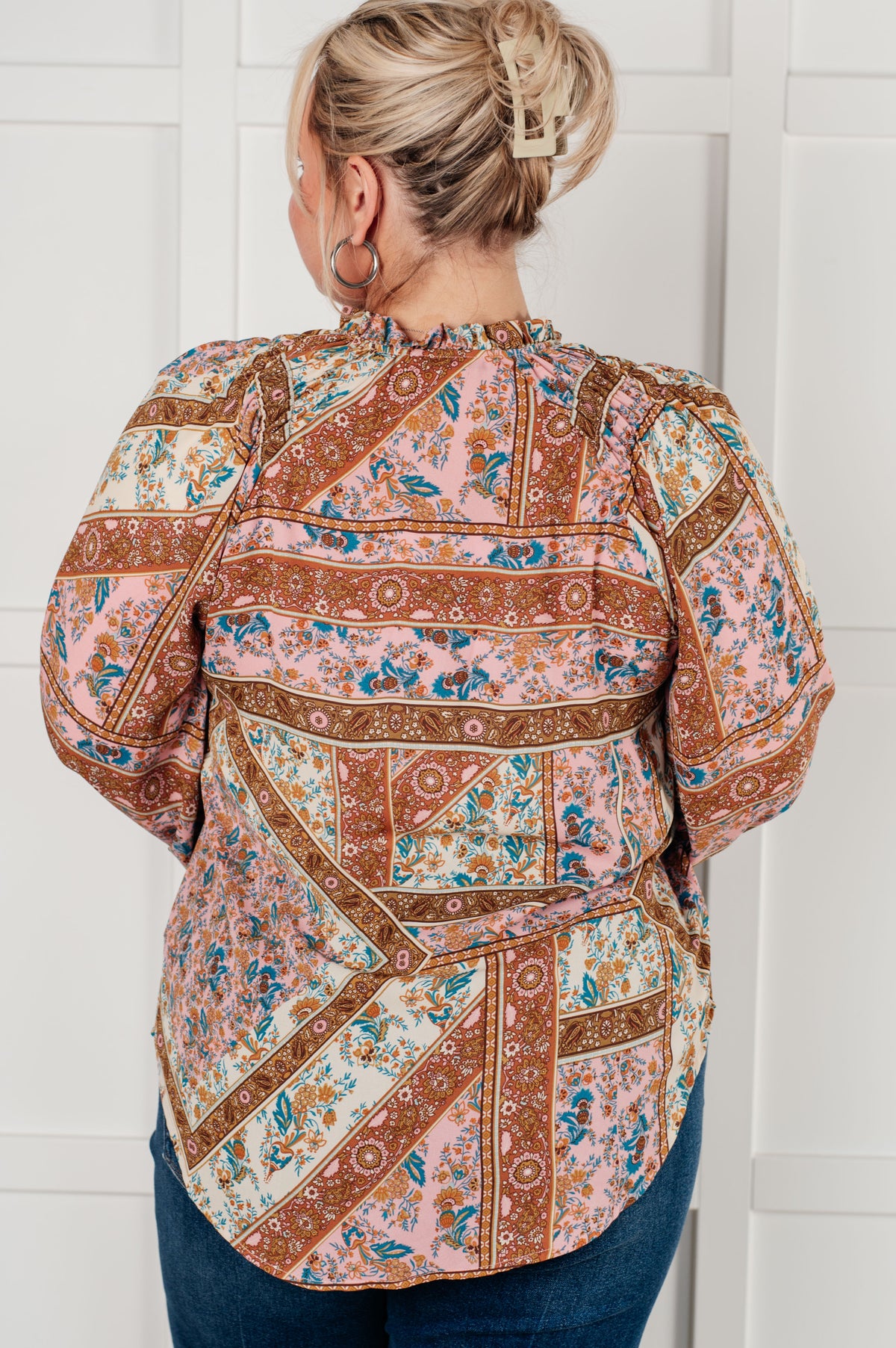 Show and Tell Mixed Print Peasant Blouse - 9/29/2025