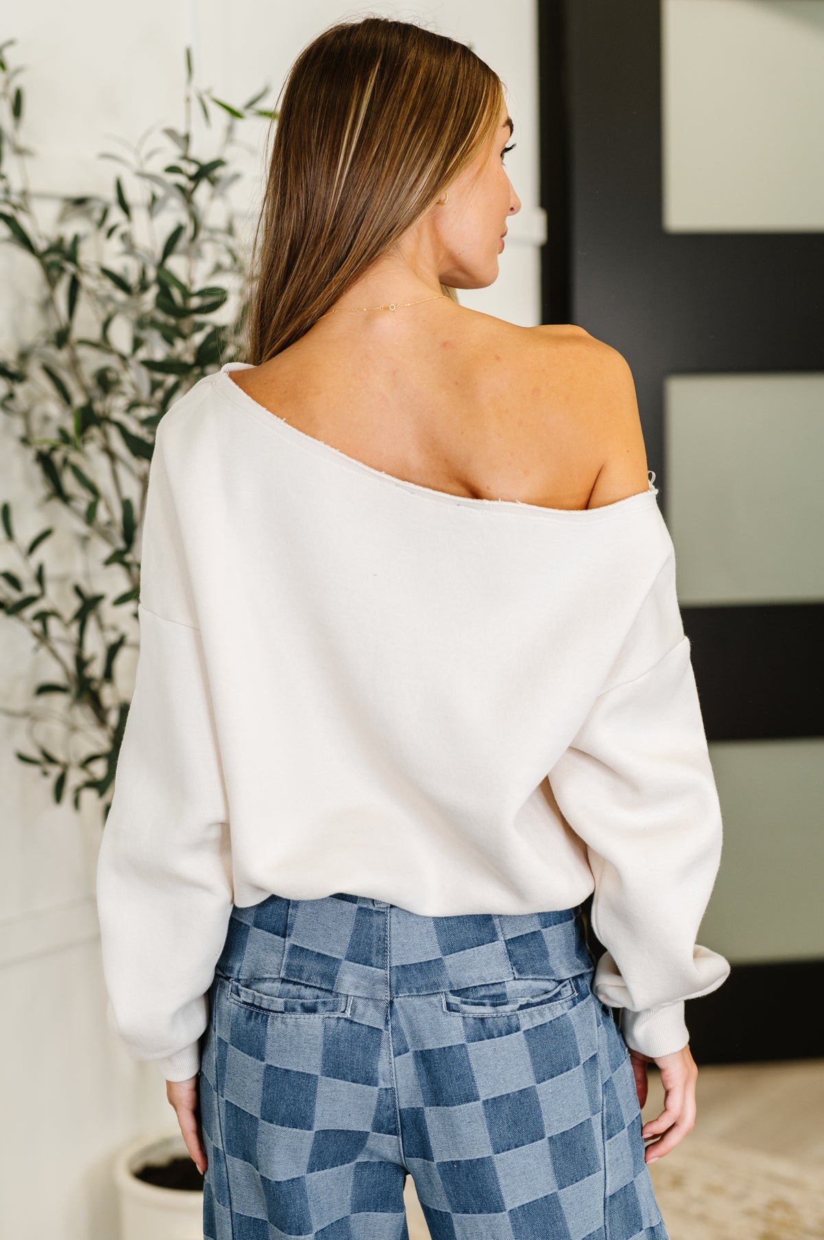 Side Hustle Off Shoulder Long Sleeve Top in Bone - 8/1/2025 NEW