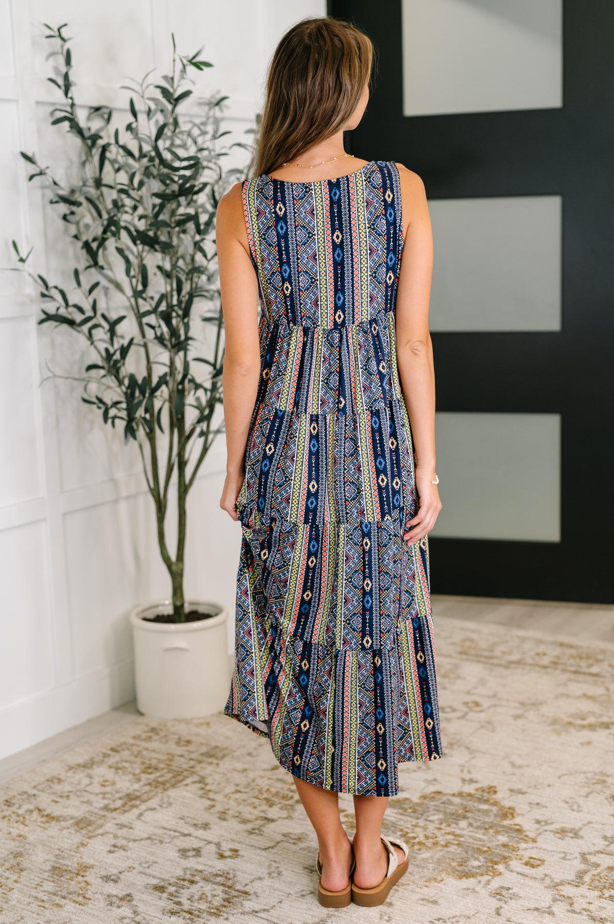 Sierra Spirit Gathered Tiered Dress in Navy - 8/19/2025 NEW