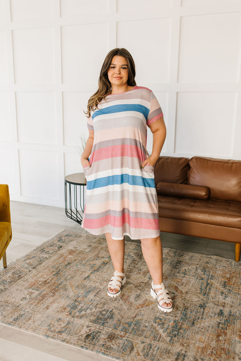 Simple Moments Striped T Shirt Dress - 6/27/2023