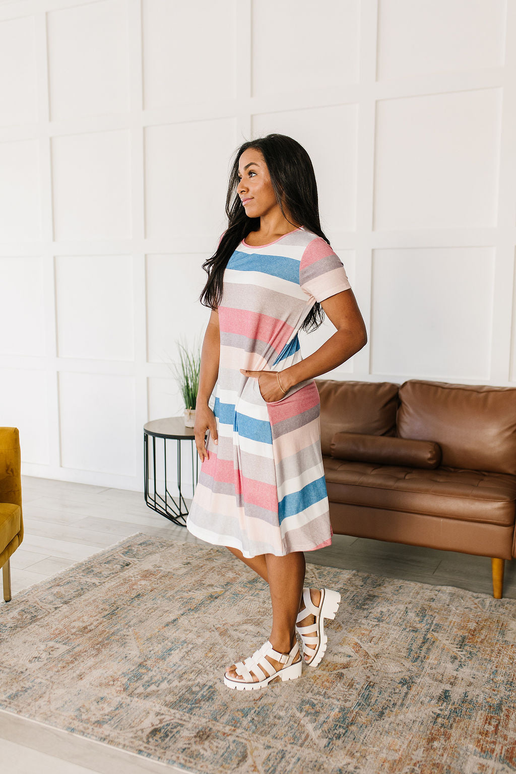 Simple Moments Striped T Shirt Dress - 6/27/2023
