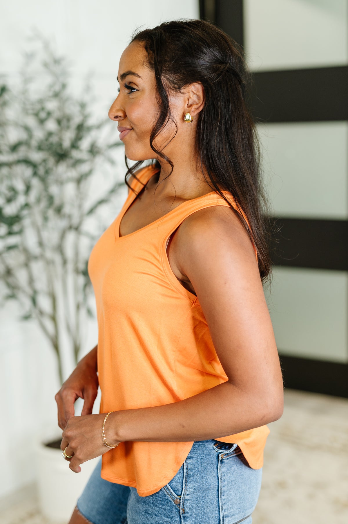 Simpler Times Basic V-Neck Tank in Orange - 6/10/2025 NEW