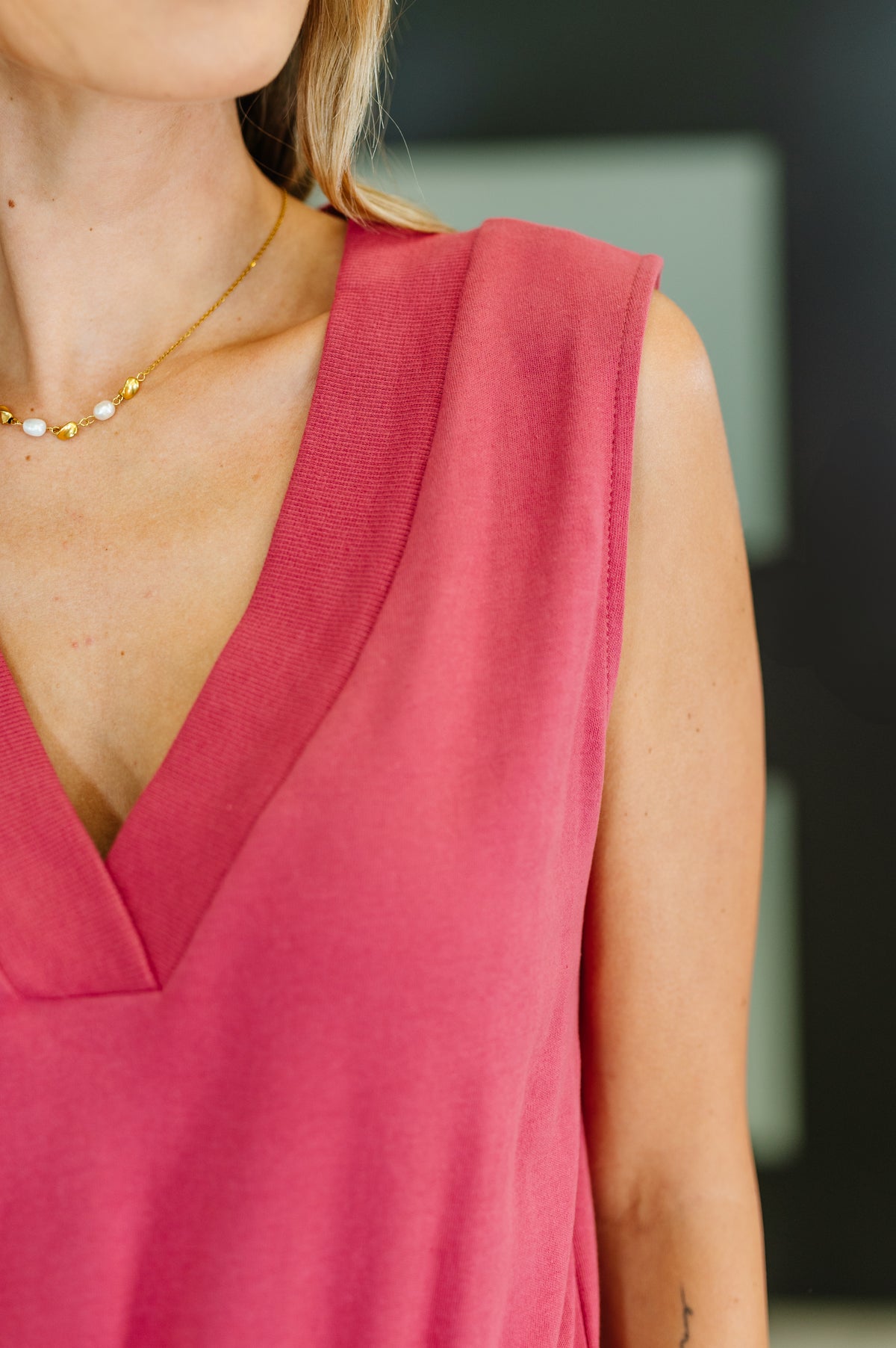 Sleeveless V-Neck Romper in Rose - 6/2/2025