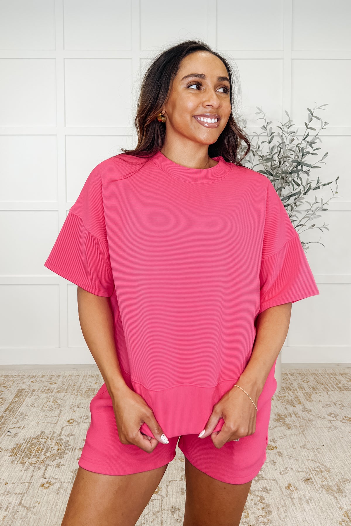 Slow Sunday Ribbed Knit Set in Hot Pink - 4/23/2025