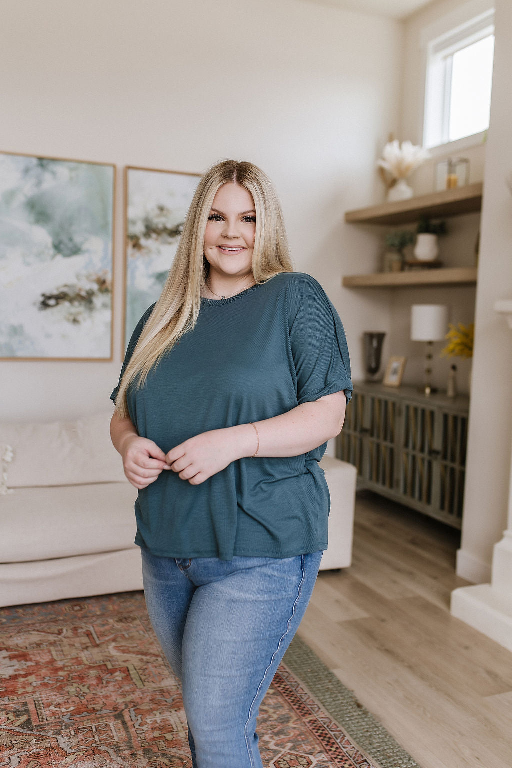 So Good Relaxed Fit Top in Dark Teal - 6/22/2023