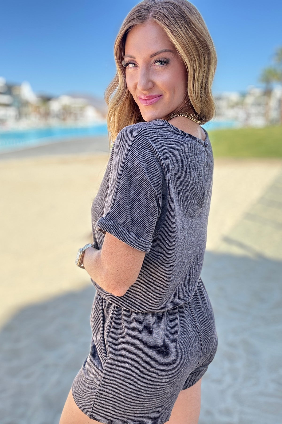 So Sure Short Sleeve Romper - 4/24/2025