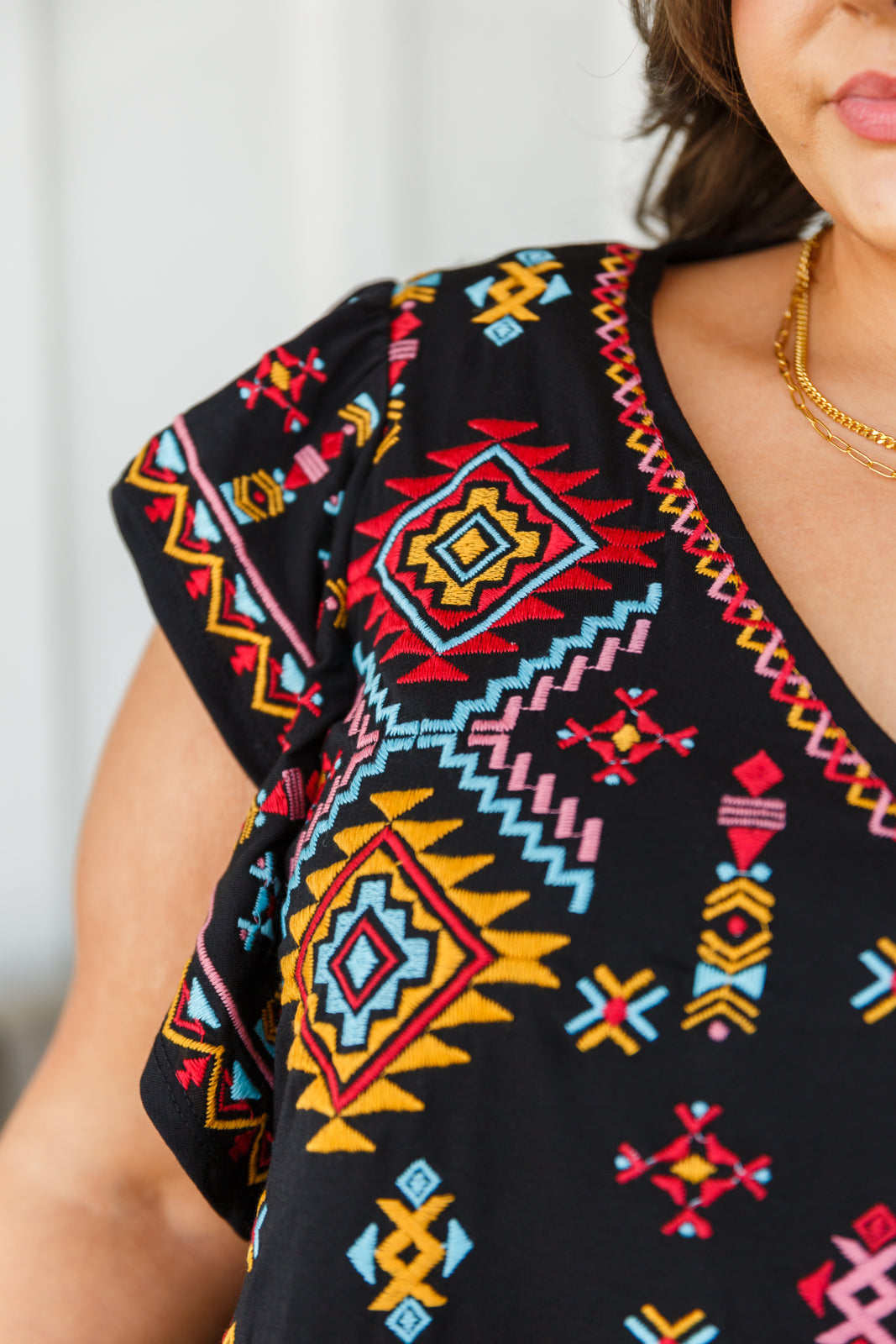 Sophia Embroidered Blouse in Black - 6/1/2023