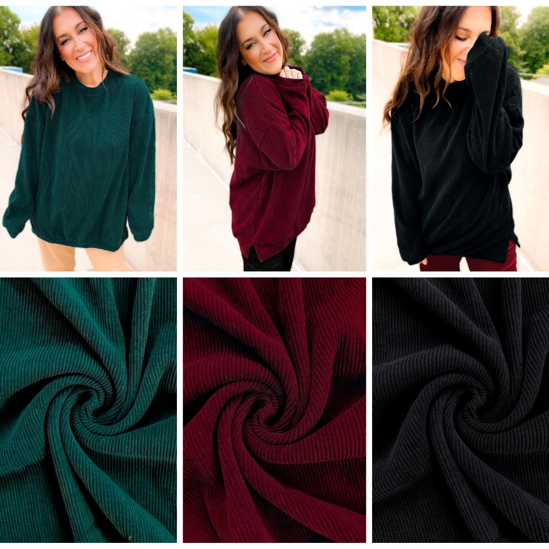 Charlie Luxe Corded Crew in Three Colors - RTS