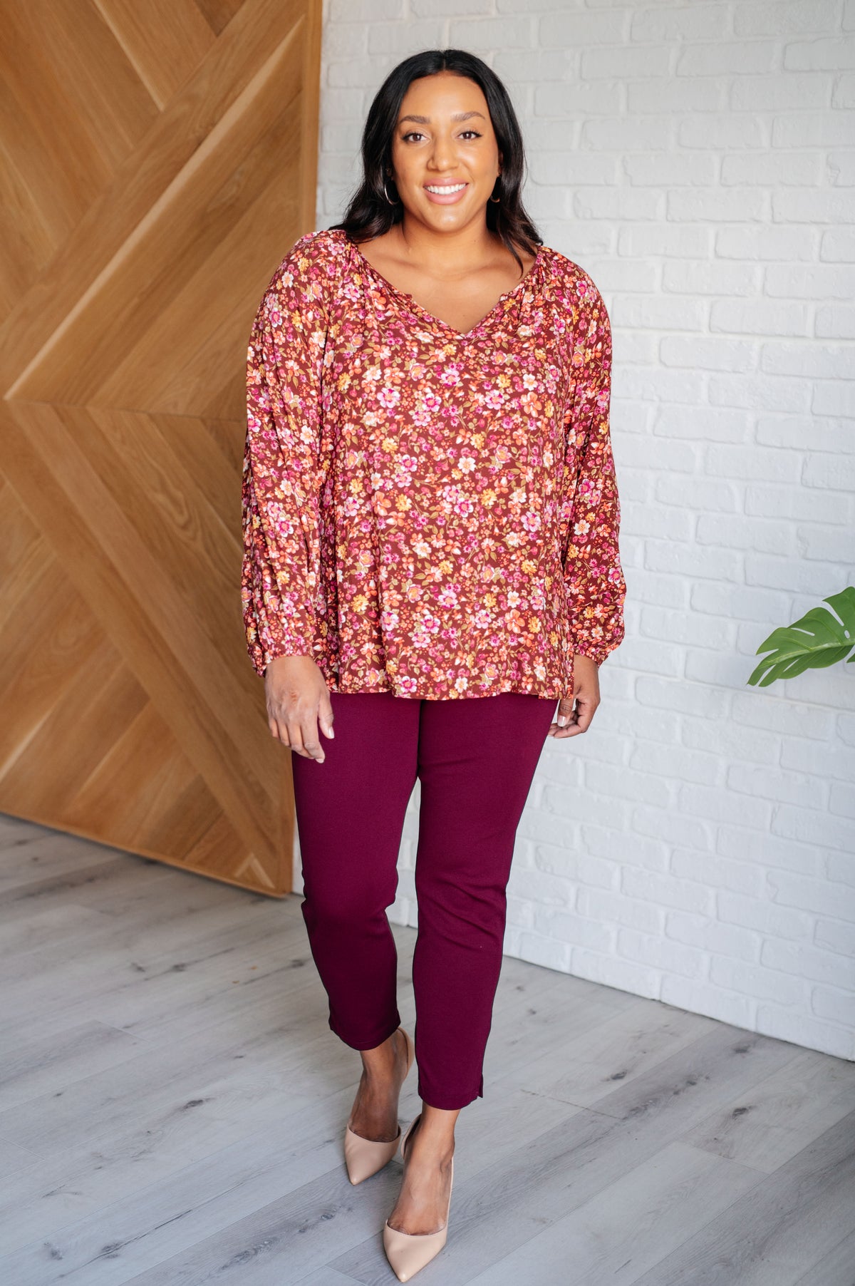 Sunday Brunch Blouse in Rust Floral - 9/30/2025 NEW