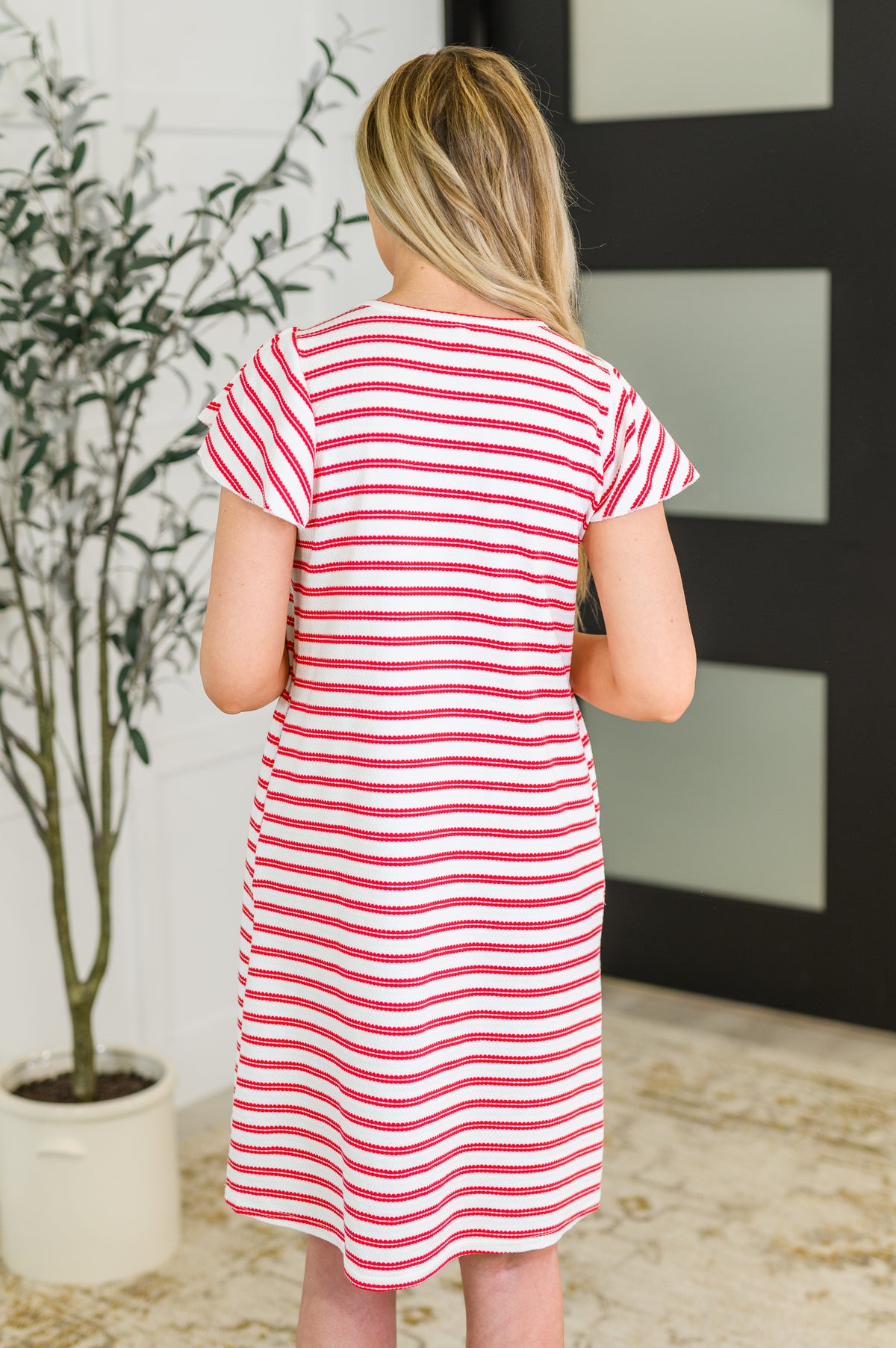 Sunny Stripes Casual Flutter Sleeve Dress - 5/30/2025 NEW