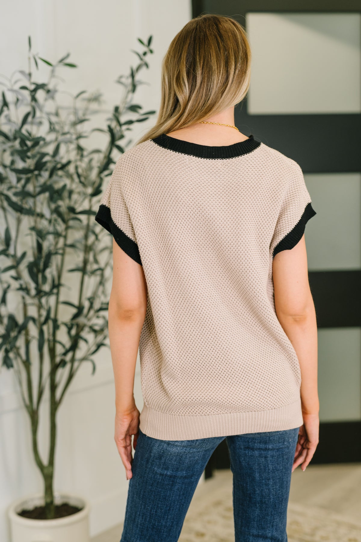 Sure Seems Sweet Contrast Trim Sleeveless Sweater - 9/5/2025 NEW