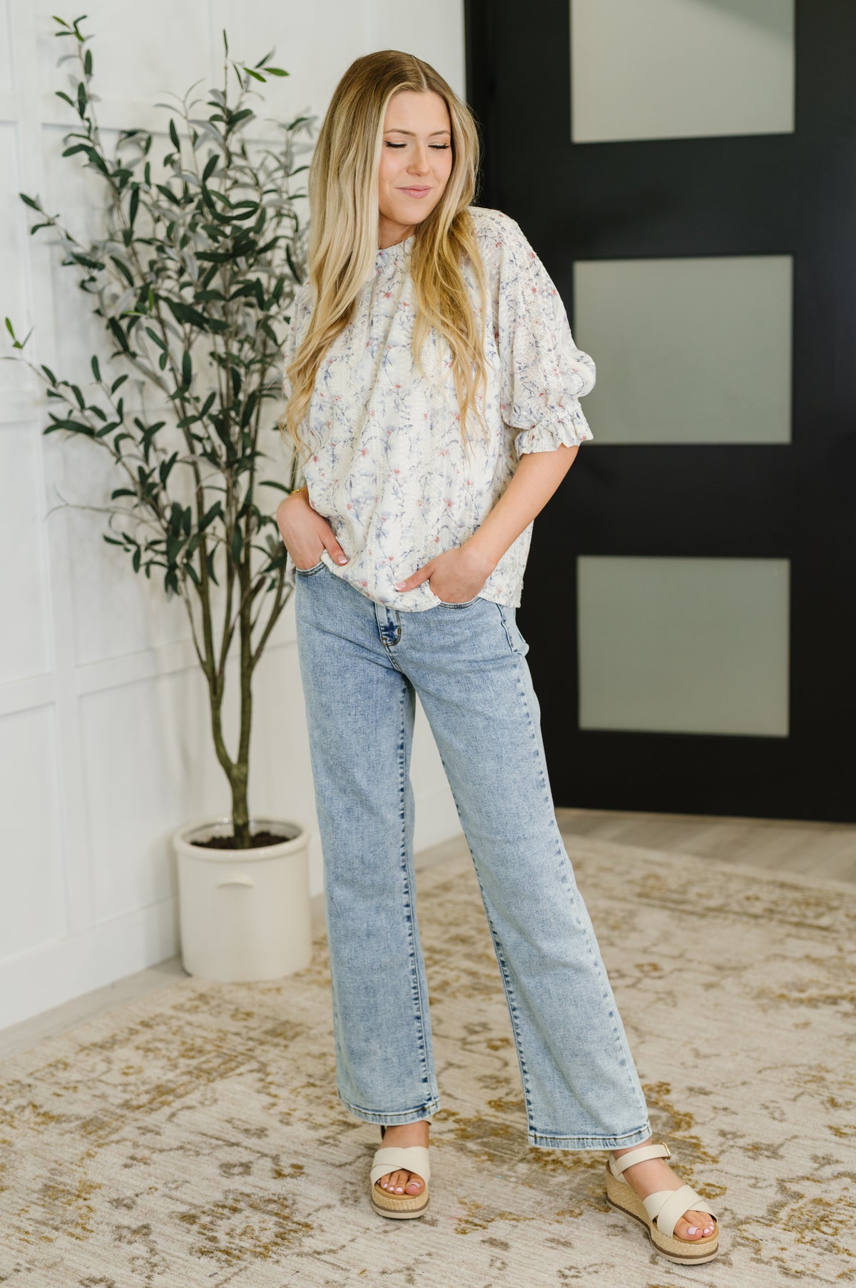 Sweet Ruffle Affair High Neck Blouse in Blue - 8/12/2025 NEW